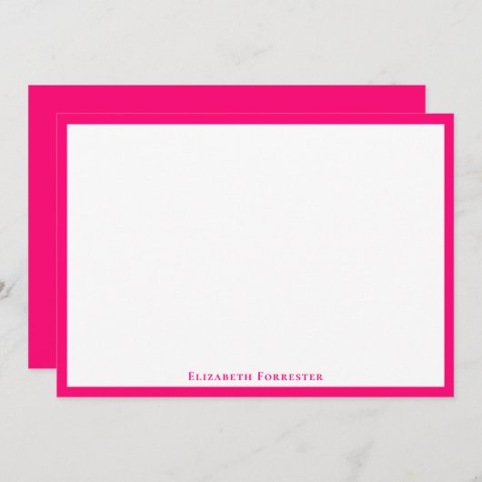 Magenta roze elegante moderne platte briefkaart (Voorkant / Achterkant)