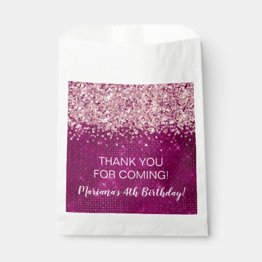 Magenta roze elke leeftijd verjaardagsfeestje guns bedankzakje (Voorkant)