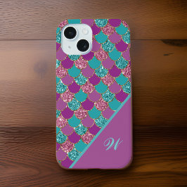 Magenta Roze en Blauwgroen Zeemeermin Schalen met iPhone 15 Case