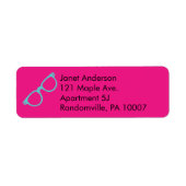 Magenta Roze en Bright Blauwe Retrobril Etiket (Voorkant)