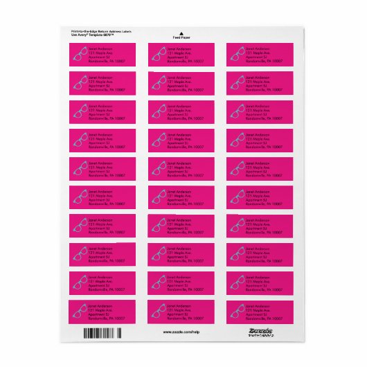 Magenta Roze en Bright Blauwe Retrobril Etiket (Full Sheet)