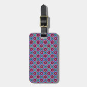 Magenta, roze en groen ventilatorpatroon bagagelabel (Voorkant verticaal)