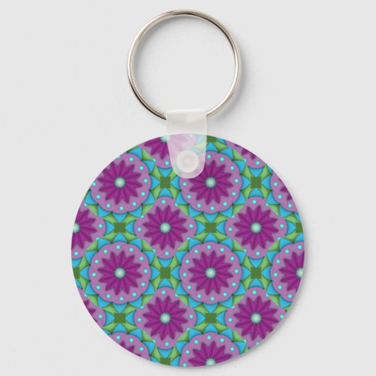 Magenta, roze en groen ventilatorpatroon sleutelhanger (Voorkant)