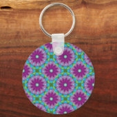 Magenta, roze en groen ventilatorpatroon sleutelhanger (Voorkant)