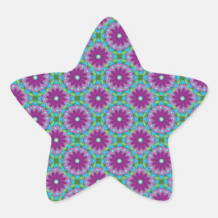 Magenta, roze en groen ventilatorpatroon ster sticker