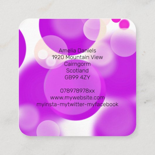 Magenta roze en wit bubble Visitekaartje (Achterkant)