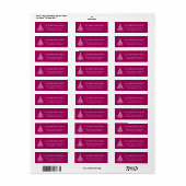 Magenta roze en witte kerstboom etiket (Full Sheet)