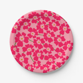 Magenta Roze Fantasie Bloementuin   Papieren Bordje