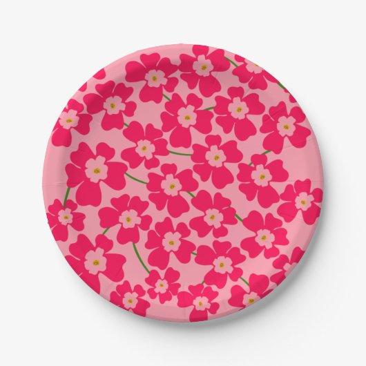 Magenta Roze Fantasie Bloementuin   Papieren Bordje (Voorkant)