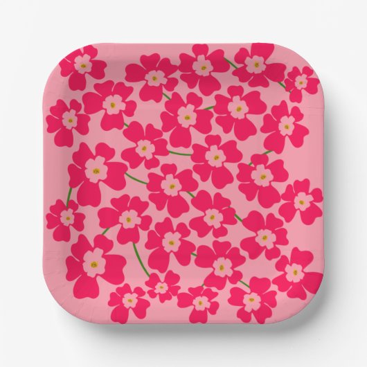 Magenta roze fantasy Flower Garden Wedding Papieren Bordje (Voorkant)