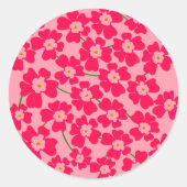 Magenta roze fantasy-ventilatorkracht ronde sticker (Voorkant)