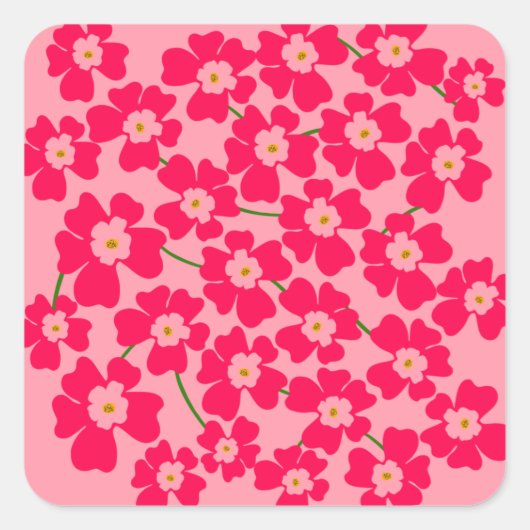 Magenta roze fantasy-ventilatorkracht vierkante sticker (Voorkant)