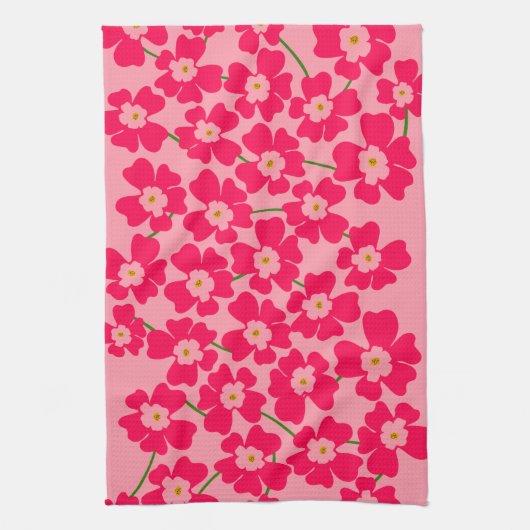 Magenta Roze fantasy Vloertuin Theedoek (Verticaal)