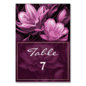 Magenta roze Floral Wedstrijding Table Number Kaart (Achterkant)