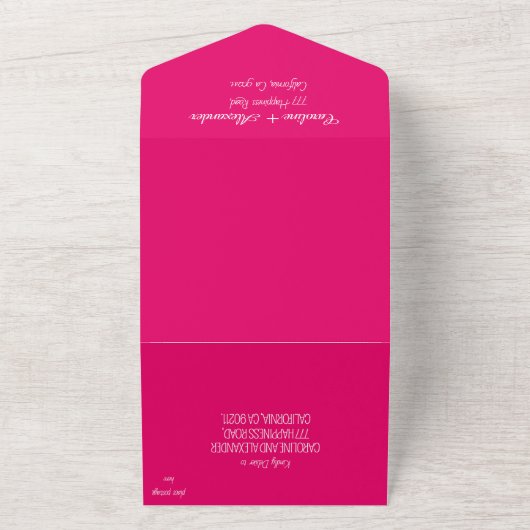 Magenta roze Fuchsia Modern Bold Elegant All In One Uitnodiging (Buitenkant)