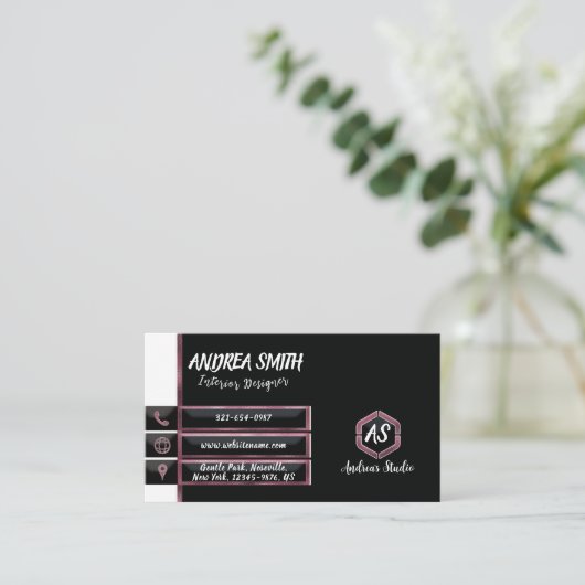 Magenta roze glam Girly minimalistische moderne af Visitekaartje (Staand voorkant)