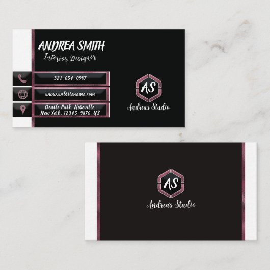 Magenta roze glam Girly minimalistische moderne af Visitekaartje (Voorkant / Achterkant)