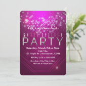 Magenta Roze Glitter Club PARTY Uitnodiging (Staand voorkant)