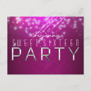 Magenta Roze Glitter Glam Club Vibe PARTY Ansichtk Uitnodiging Briefkaart