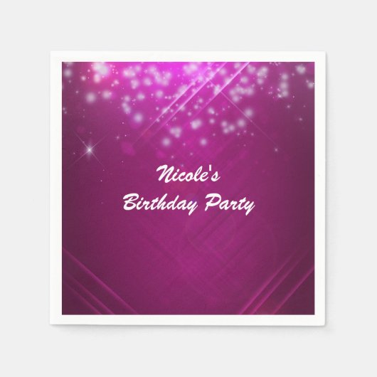 Magenta Roze Glitter Glam Dansclub Feest Servetten (Voorkant)