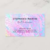 Magenta roze glitter irdescent luipaard visitekaartje (Achterkant)