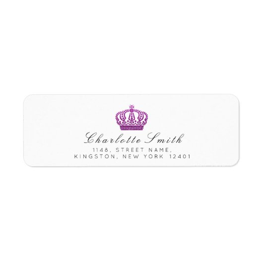 Magenta Roze Glitter RSVP Kroonprinses Wit Etiket (Voorkant)