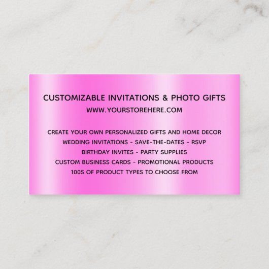 Magenta roze glitter zorgt voor een online winkel  visitekaartje (Achterkant)