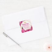 Magenta Roze Goud Bloemen Prinses Kroon Dank u Vierkante Sticker (Envelop)