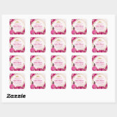 Magenta Roze Goud Bloemen Prinses Tiara Dank u Vierkante Sticker (Vel)