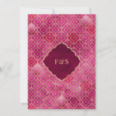 Magenta Roze Goud Marokkaanse Arch Moslim Bruiloft Kaart (Achterkant)