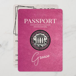 Magenta Roze Griekenland Paspoort Save the Date Ka