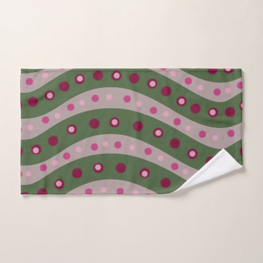 Magenta Roze Groen Springtime Polka Dot Patroon Bad Handdoek (Handdoek)