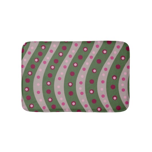 Magenta Roze Groen Springtime Polka Dot Patroon Badmat (Voorkant)