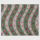 Magenta Roze Groen Springtime Polka Dot Patroon Cadeaupapier (Vlak)