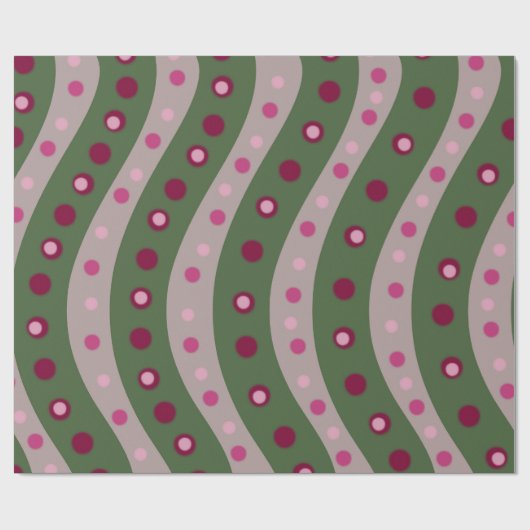 Magenta Roze Groen Springtime Polka Dot Patroon Cadeaupapier (Vlak)