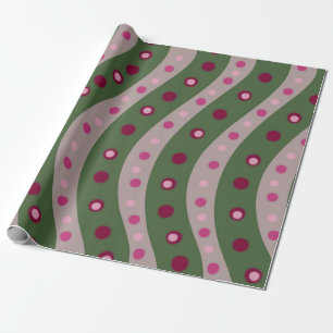 Magenta Roze Groen Springtime Polka Dot Patroon Cadeaupapier