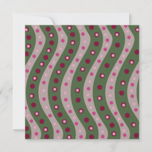 Magenta Roze Groen Springtime Polka Dot Patroon Feestdagenkaart