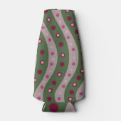 Magenta Roze Groen Springtime Polka Dot Patroon Flesjeskoeler (Voorkant)