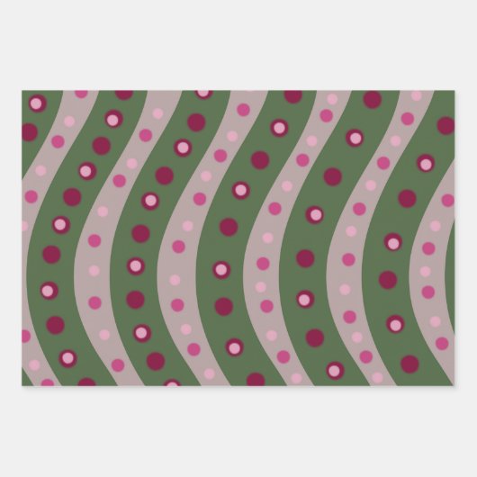 Magenta Roze Groen Springtime Polka Dot Patroon Inpakpapier Vel (Voorkant 2)