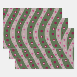 Magenta Roze Groen Springtime Polka Dot Patroon Inpakpapier Vel