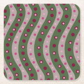 Magenta Roze Groen Springtime Polka Dot Patroon Kartonnen Onderzetters (Voorkant)