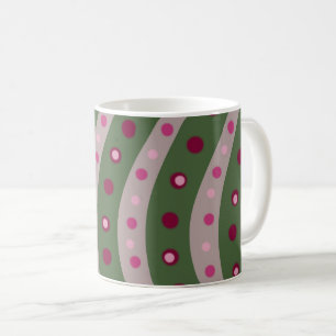 Magenta Roze Groen Springtime Polka Dot Patroon Koffiemok