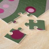 Magenta Roze Groen Springtime Polka Dot Patroon Legpuzzel (Zijkant)