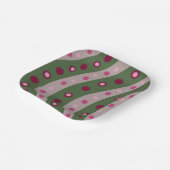 Magenta Roze Groen Springtime Polka Dot Patroon Papieren Bordje (Gebogen)