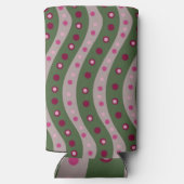 Magenta Roze Groen Springtime Polka Dot Patroon Seltzer Blikjeskoeler (Achterkant)