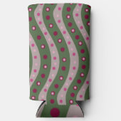 Magenta Roze Groen Springtime Polka Dot Patroon Seltzer Blikjeskoeler (Voorkant)