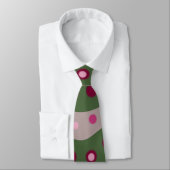Magenta Roze Groen Springtime Polka Dot Patroon Stropdas (Gebonden)