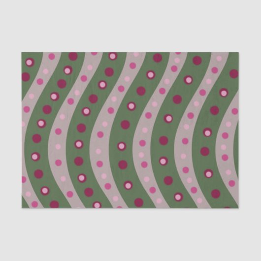Magenta Roze Groen Springtime Polka Dot Patroon Tissuepapier (Voorkant)