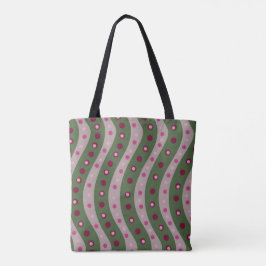 Magenta Roze Groen Springtime Polka Dot Patroon Tote Bag