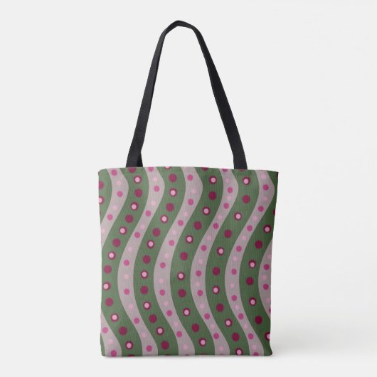 Magenta Roze Groen Springtime Polka Dot Patroon Tote Bag (Achterkant)